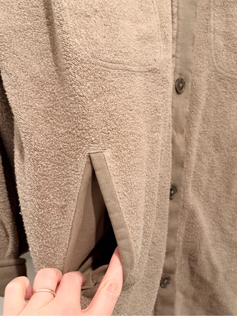 Free People Ruby Oversized Collared Olive Green Sherpa Shacket - Picture 4 of 5